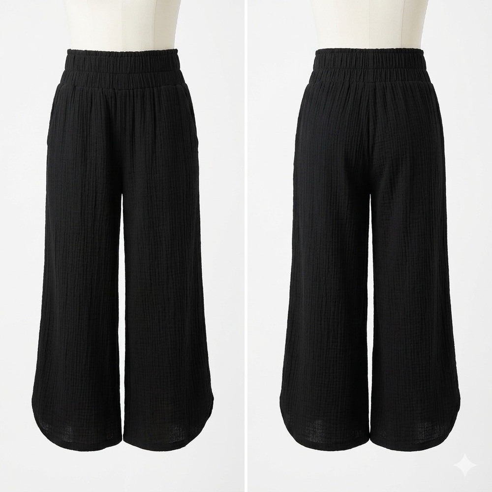 NWT On 34th Pants Women Small Wide Leg High Rise Pull On Cotton Casual Lounge